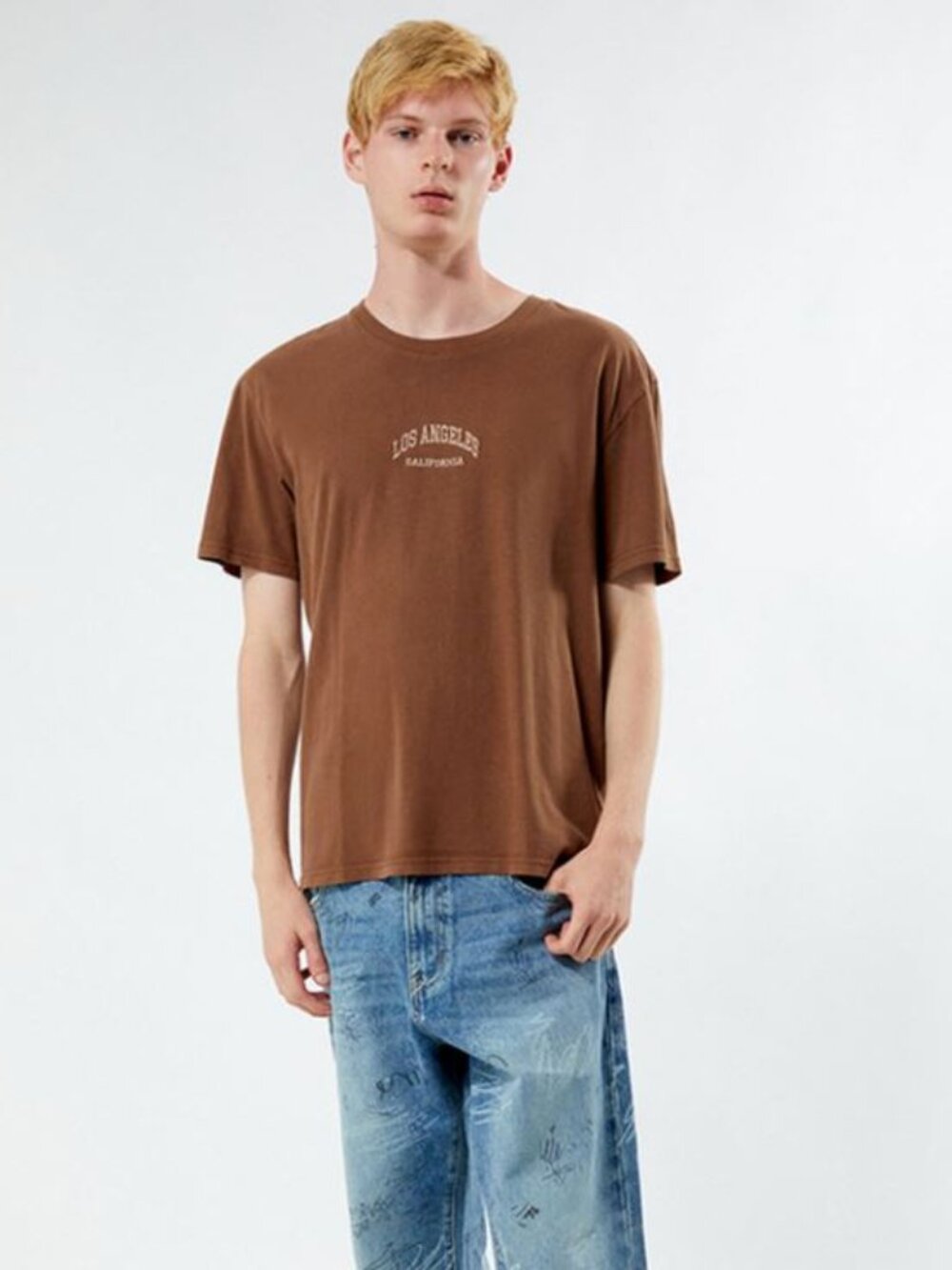 Pacsun Brown Los Angeles Embroidered Vintage Wash T-Shirt size Large